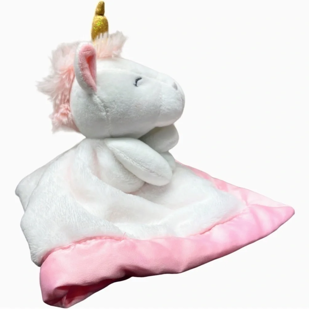 Carters Unicorn Lovey Girls Security Blanket Plush White Pink Cuddle Buddy Satin - Picture 3 of 12